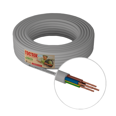 Провод ПВСн 4х1.5 бел ГОСТ (Бухта 10 м)